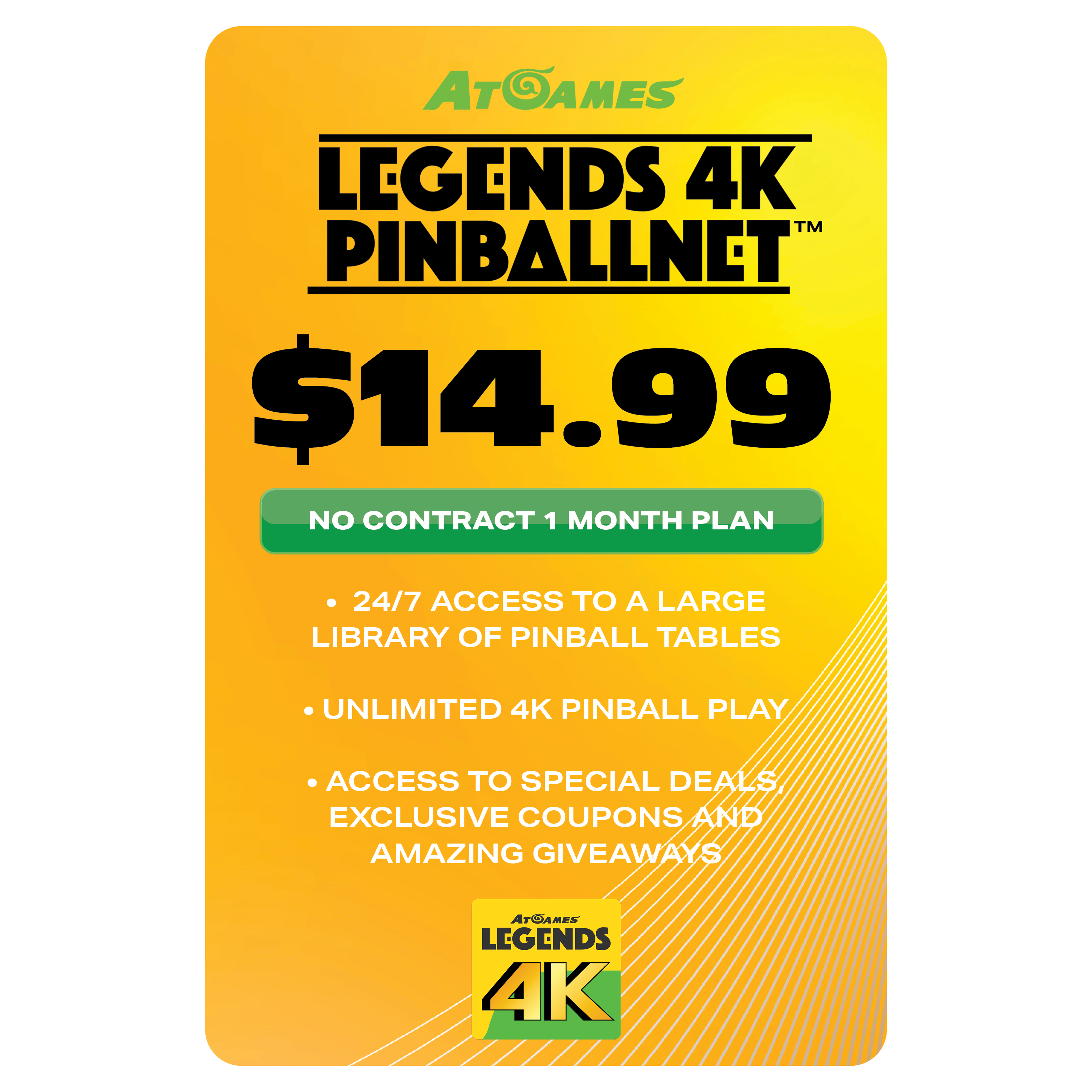 Preorder - AtGames Legends 4K™ PinballNet™ - One Month