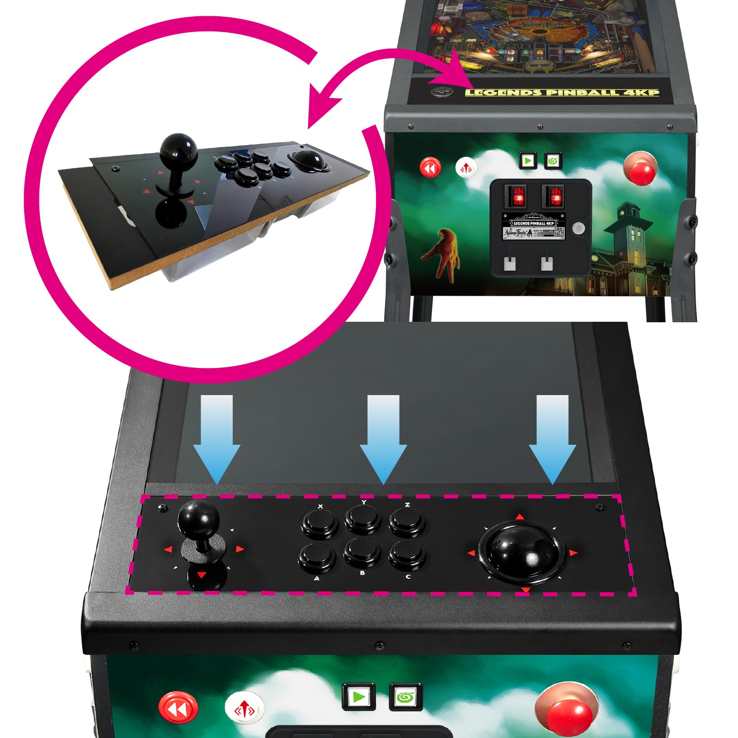 Arcade Control Panel for Legends 4K Pinball Machines